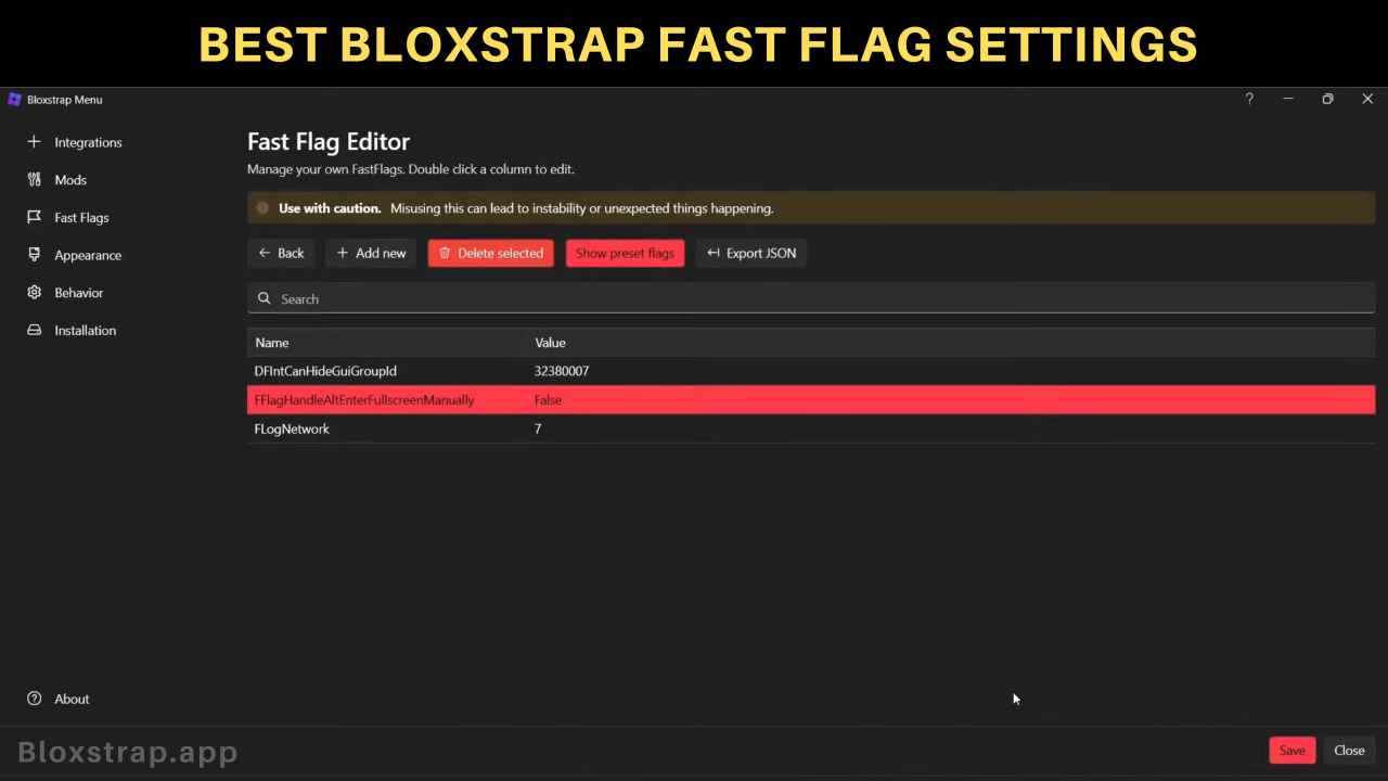 Best Bloxstrap Fast Flag Settings